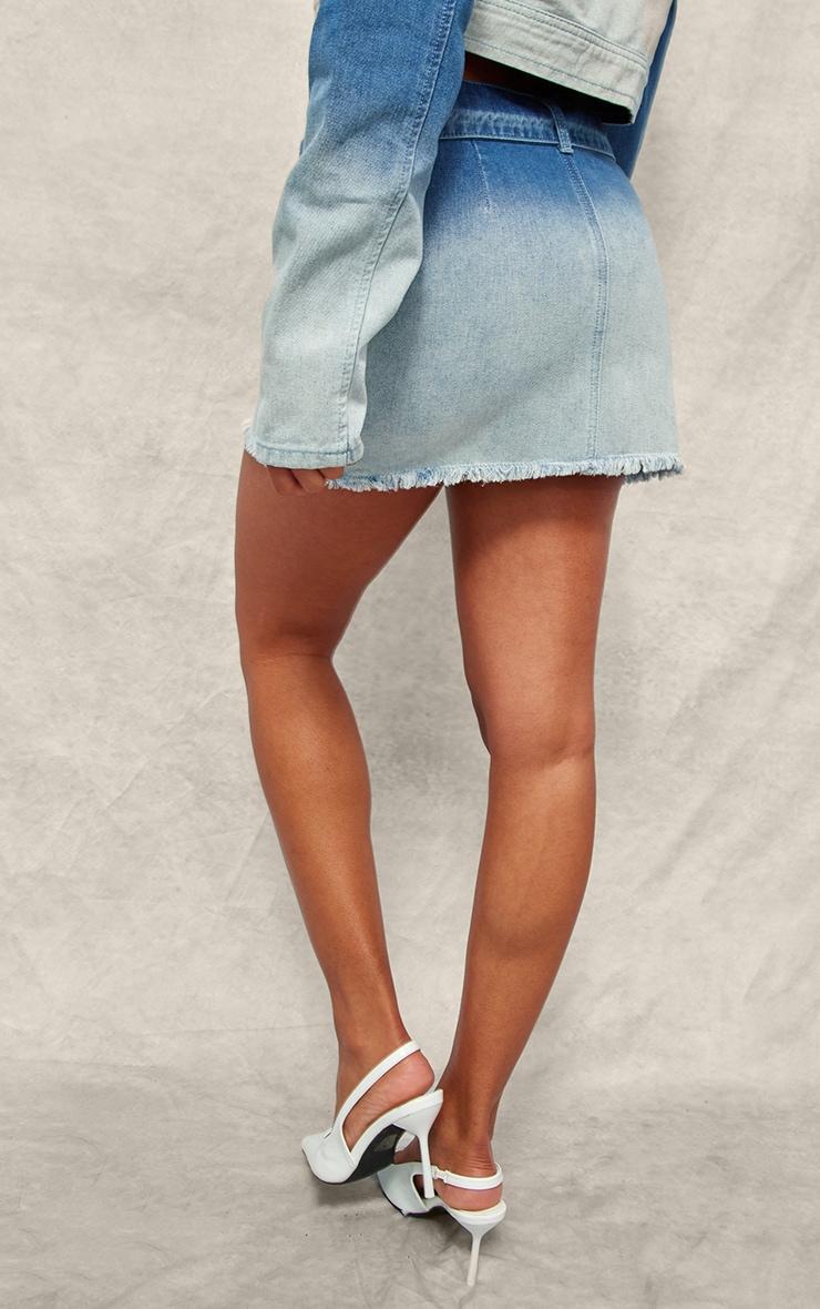 Blue Ombre Denim Belted Mini Skirt Product Image