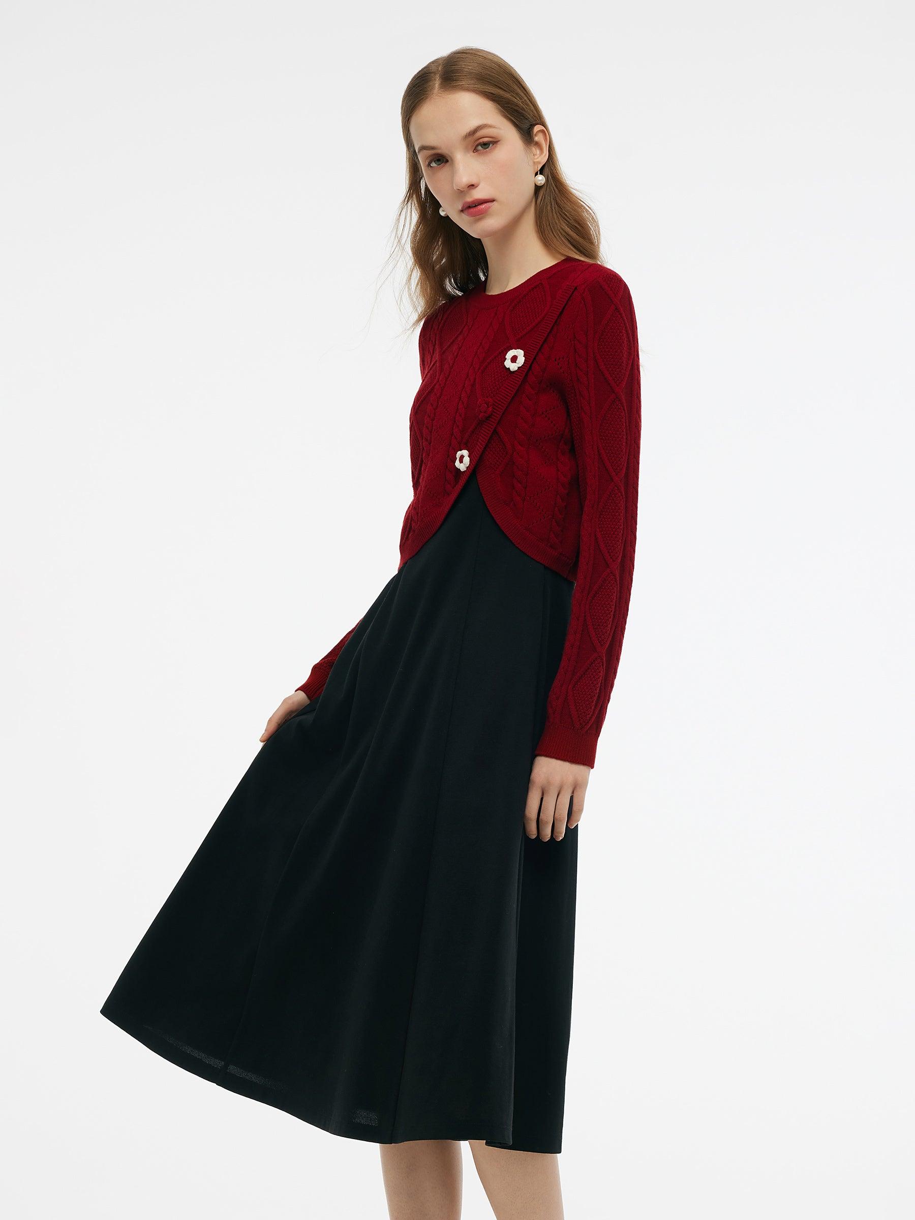 Lyocell Wool Blend Sweater And Knit Vest Dress Two-Piece Set Product Image