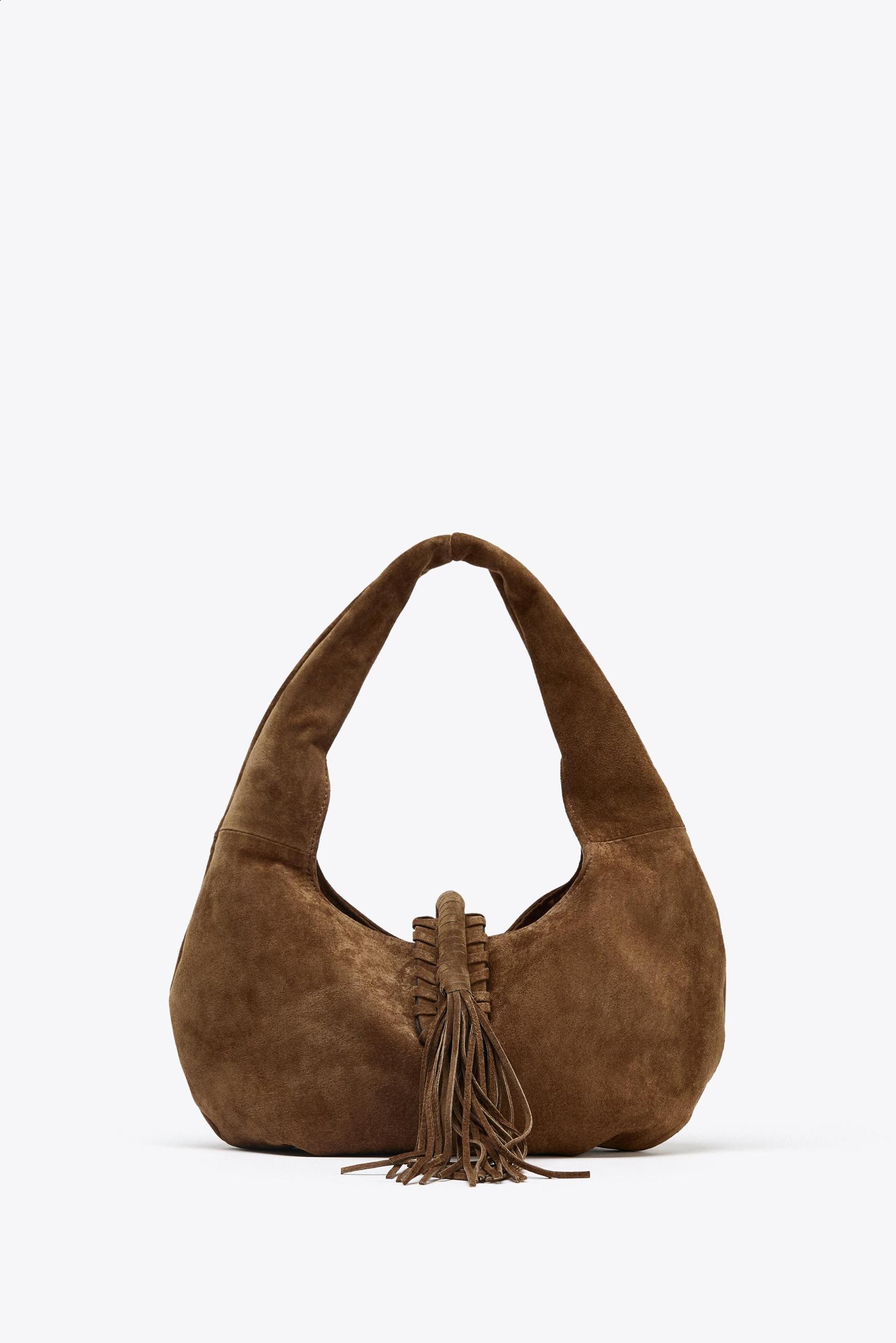 FRINGED SPLIT LEATHER SHOULDER BAG Product Image