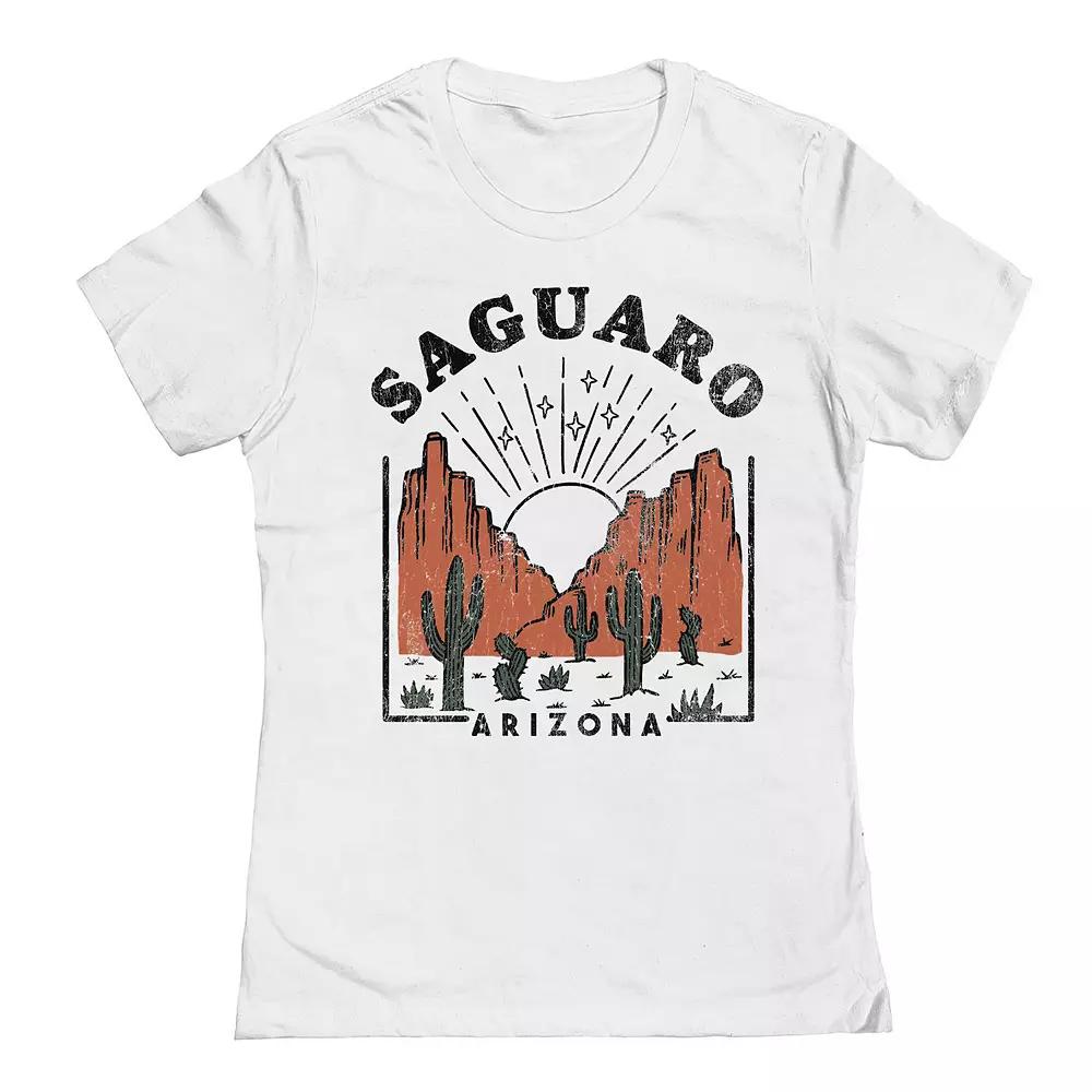 Junior's Saguaro Back Womens Graphic Tee, Girl's, Size: XL, White Product Image