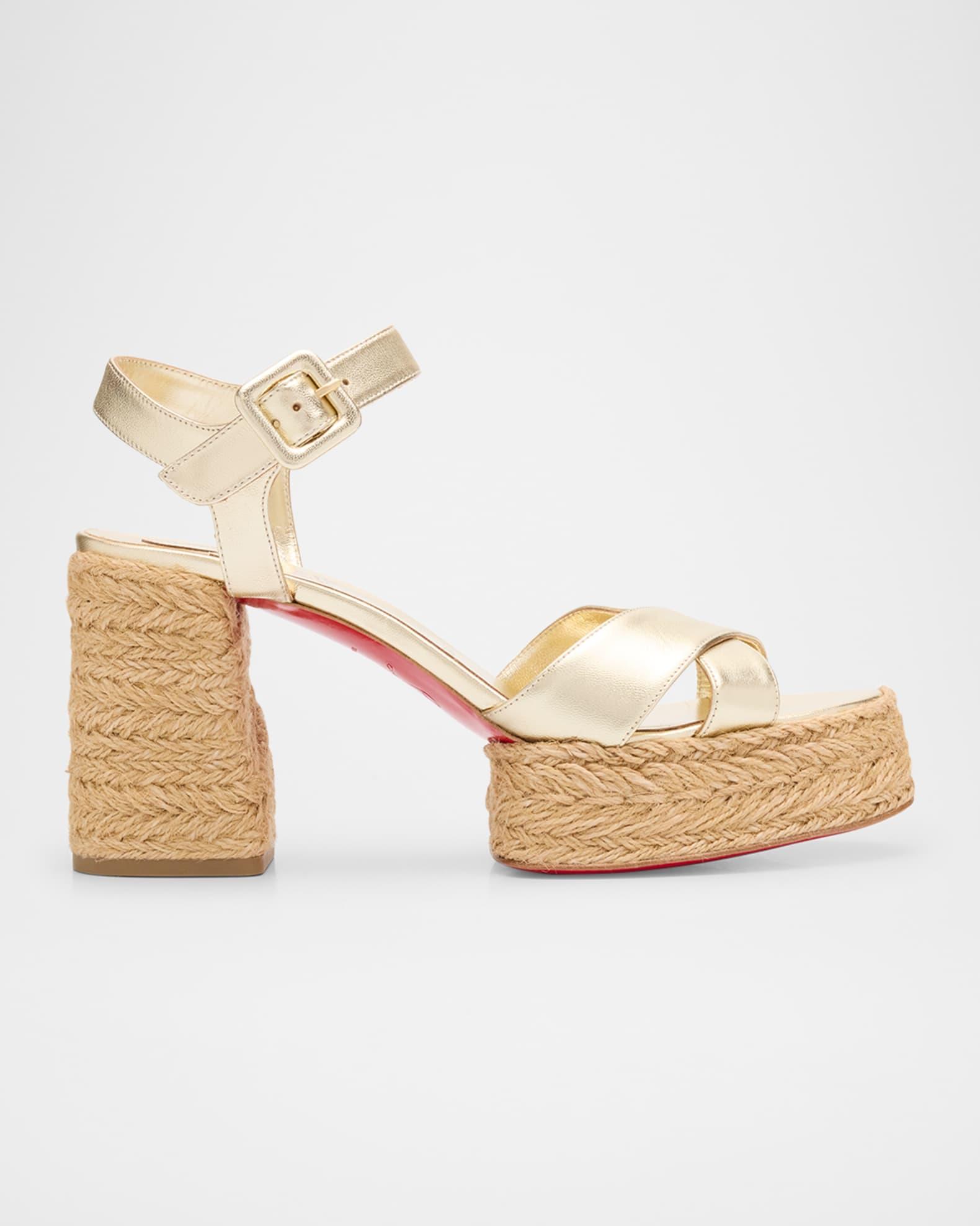 Metallic Crisscross Red Sole Platform Sandals Product Image