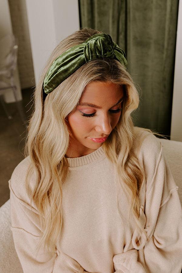 Luxe Lifestyle Velvet Headband in Olive Product Image