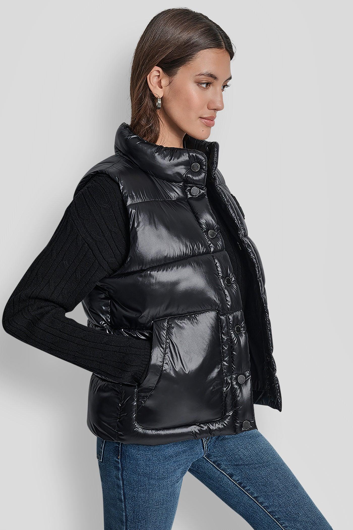 QUILTED MOCK NECK LOGO PUFFER VEST Product Image