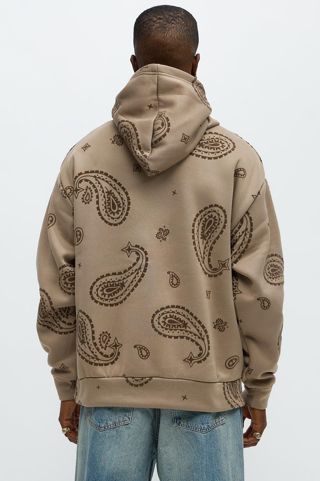 Flock Paisley Hoodie - Taupe Male Product Image