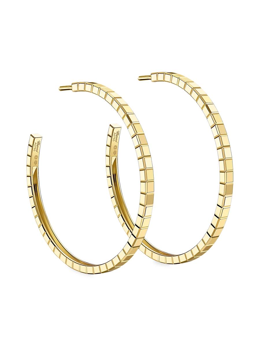 Womens Ice Cube 18K Yellow Gold Hoop Earrings Product Image