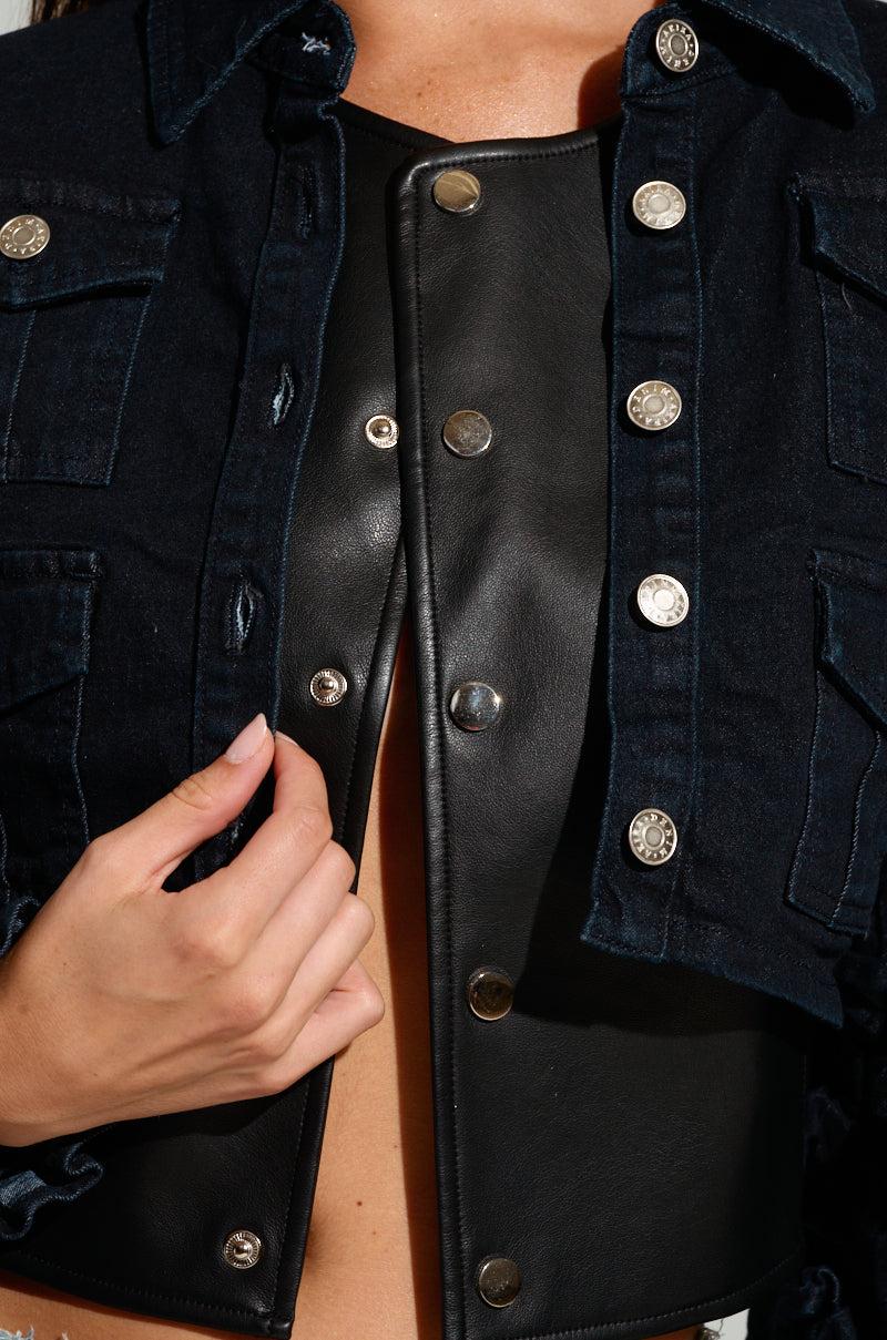 FELICITY STATEMENT SLEEVE DENIM JACKET Product Image