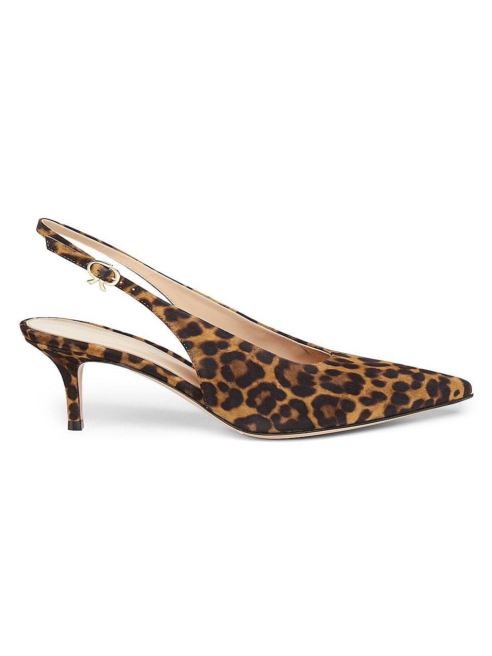 Womens 55MM Leopard Print Suede Slingback Pumps Product Image