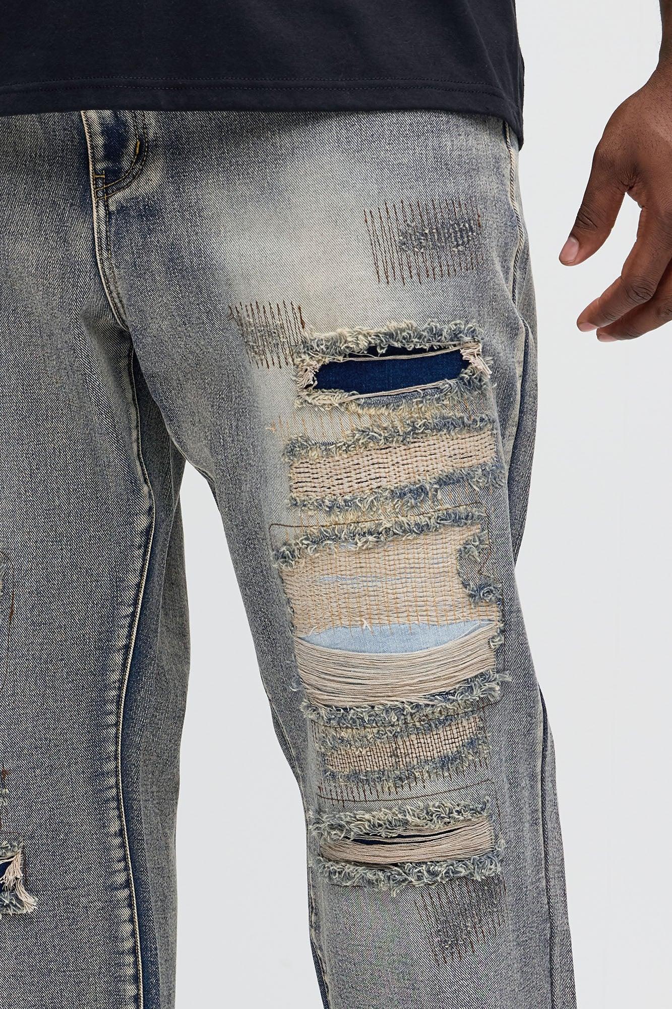 Come Adjust Stitched Straight Jeans - Vintage Blue Wash Product Image
