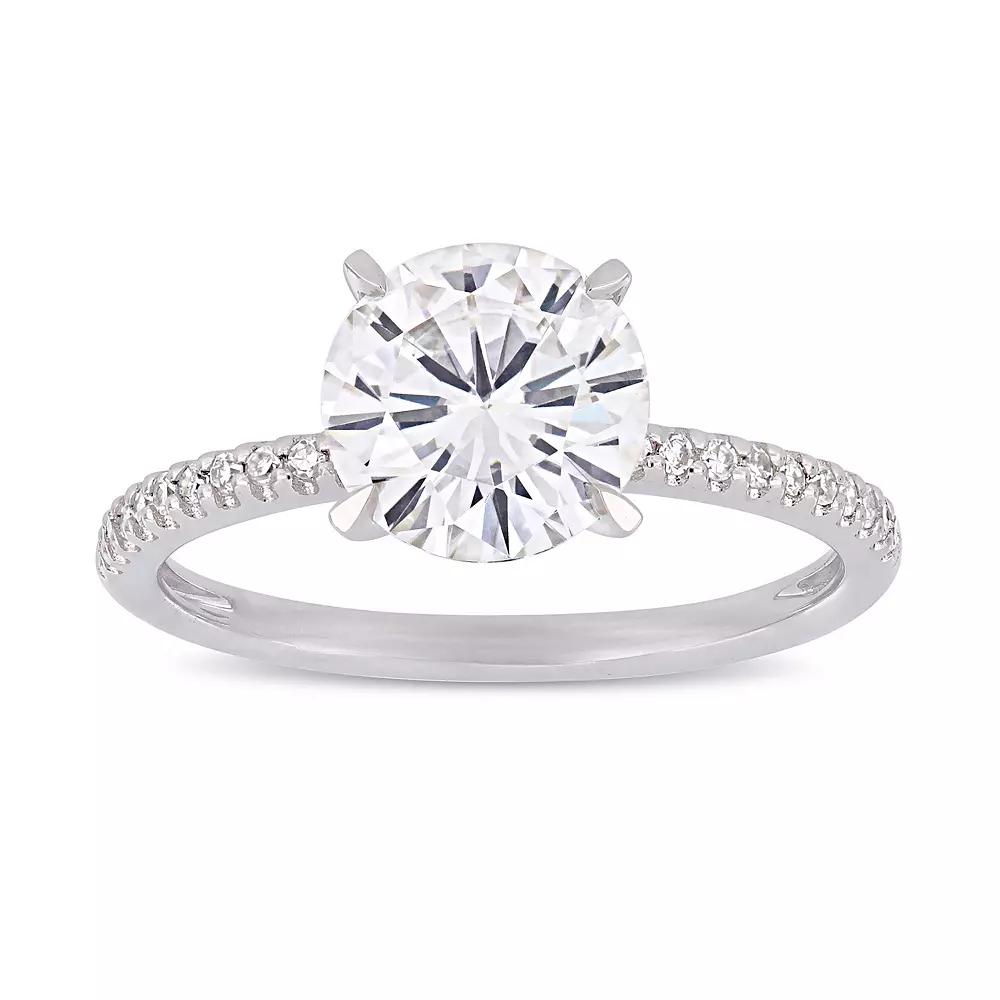 Stella Grace 2 ct. T.W. Lab-Created Moissanite & 1/10 ct. T.W. Diamond Engagement Ring, Womens 14k White Gold Product Image
