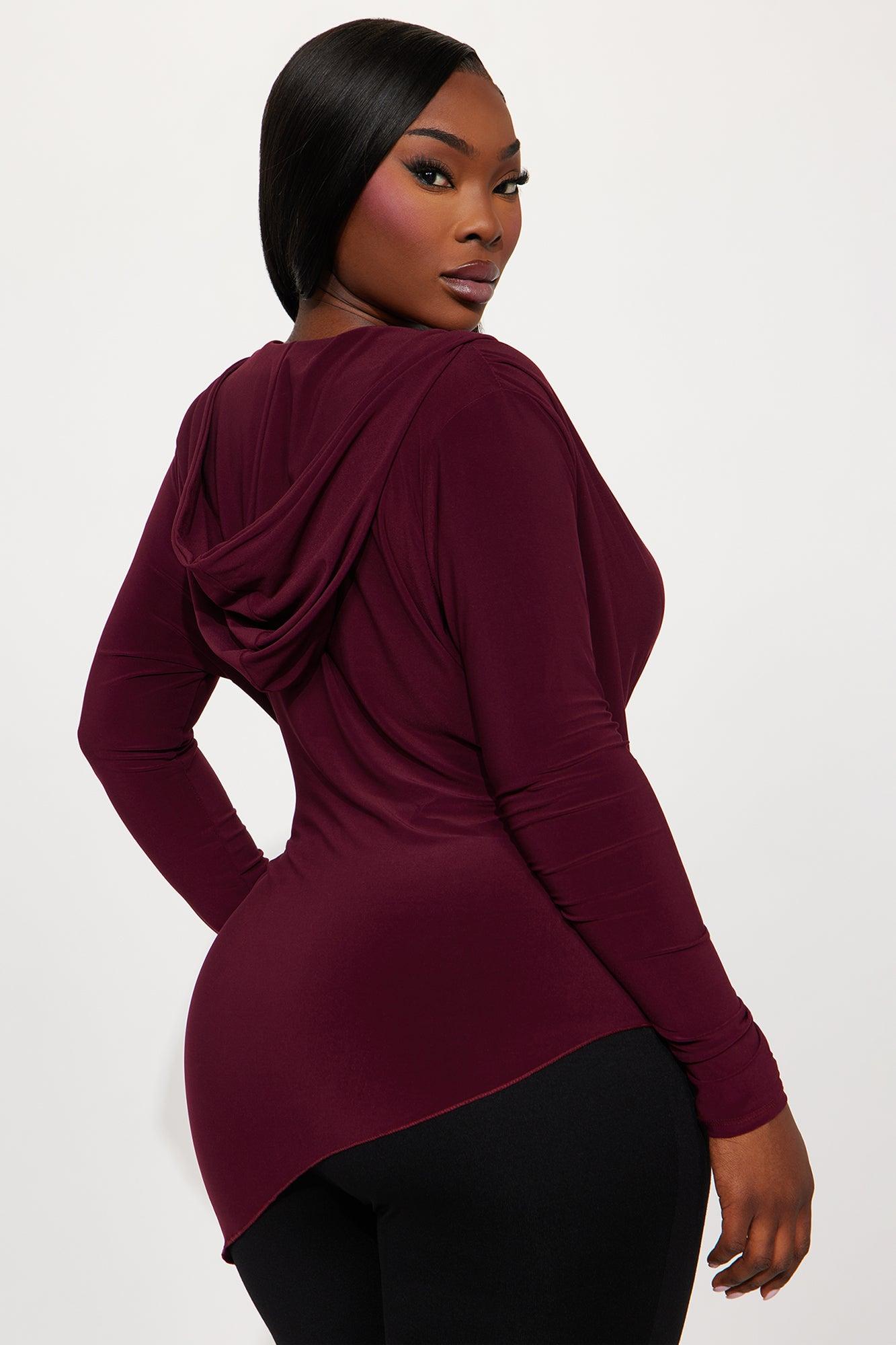 Moxie Asymmetrical Surplice Top - Burgundy Female Product Image