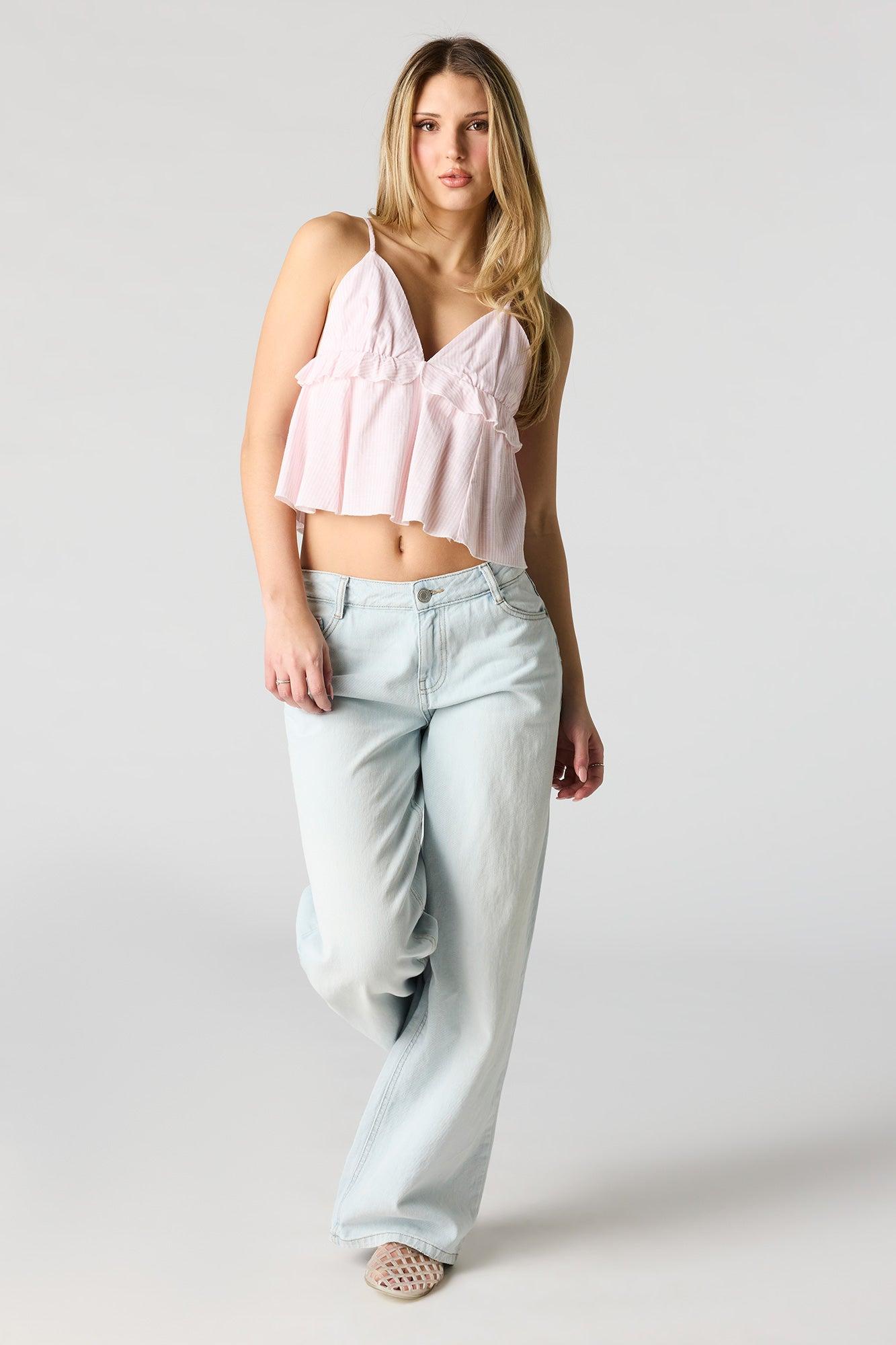 Linen-Blend Babydoll Tank Female Product Image