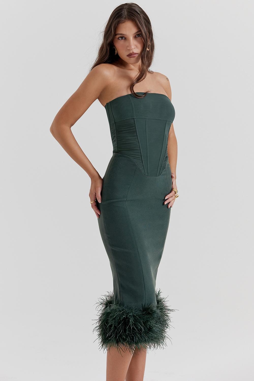 Fionula  emerald green strapless corset dress Product Image