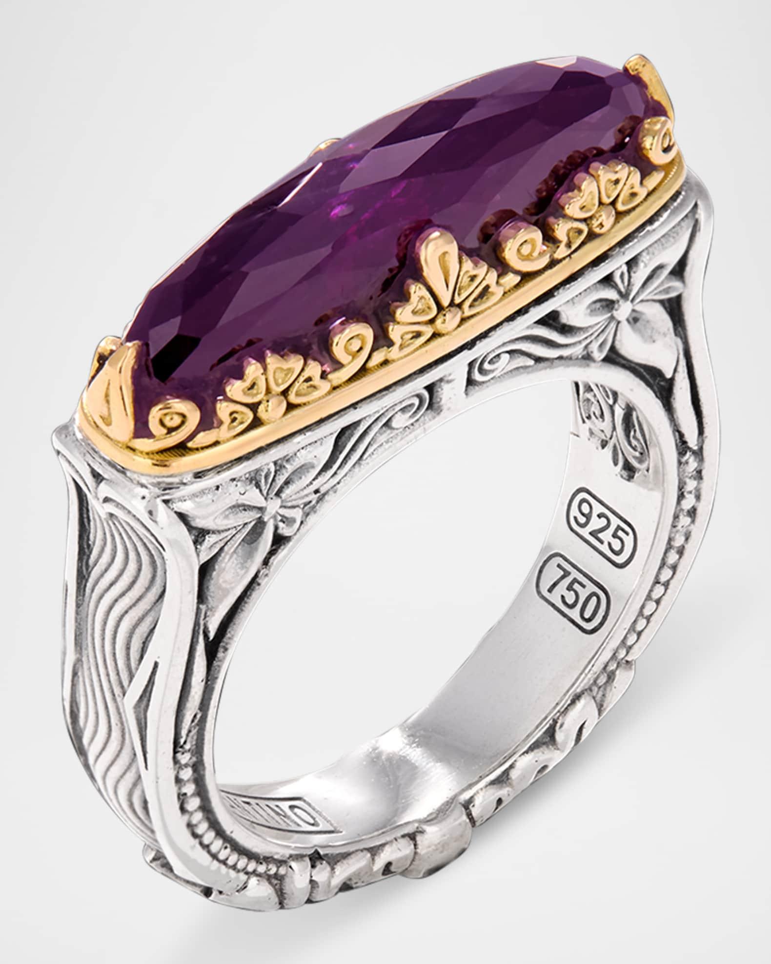 Kyma Silver and Gold Amethyst Quartz Ring Product Image