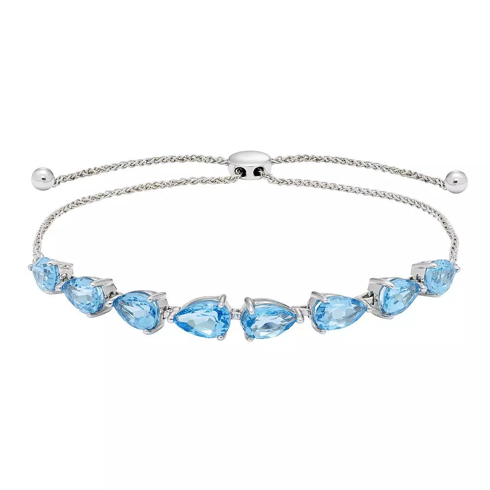Sterling Silver Blue Topaz Bolo Bracelet, Women's,  Product Image