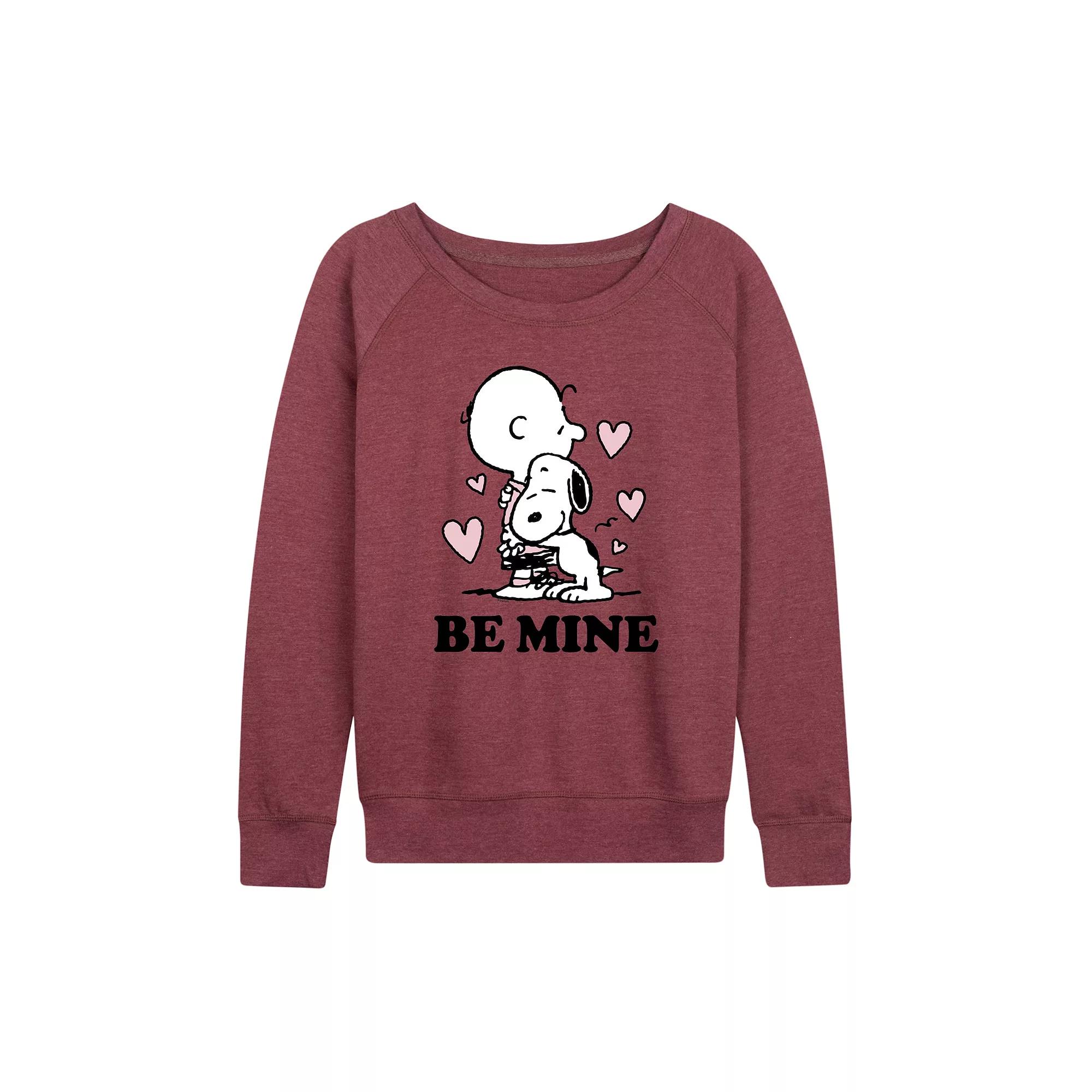 Women's Peanuts Charlie Brown & Snoopy Be Mine French Terry Long Sleeve Tee,  Product Image
