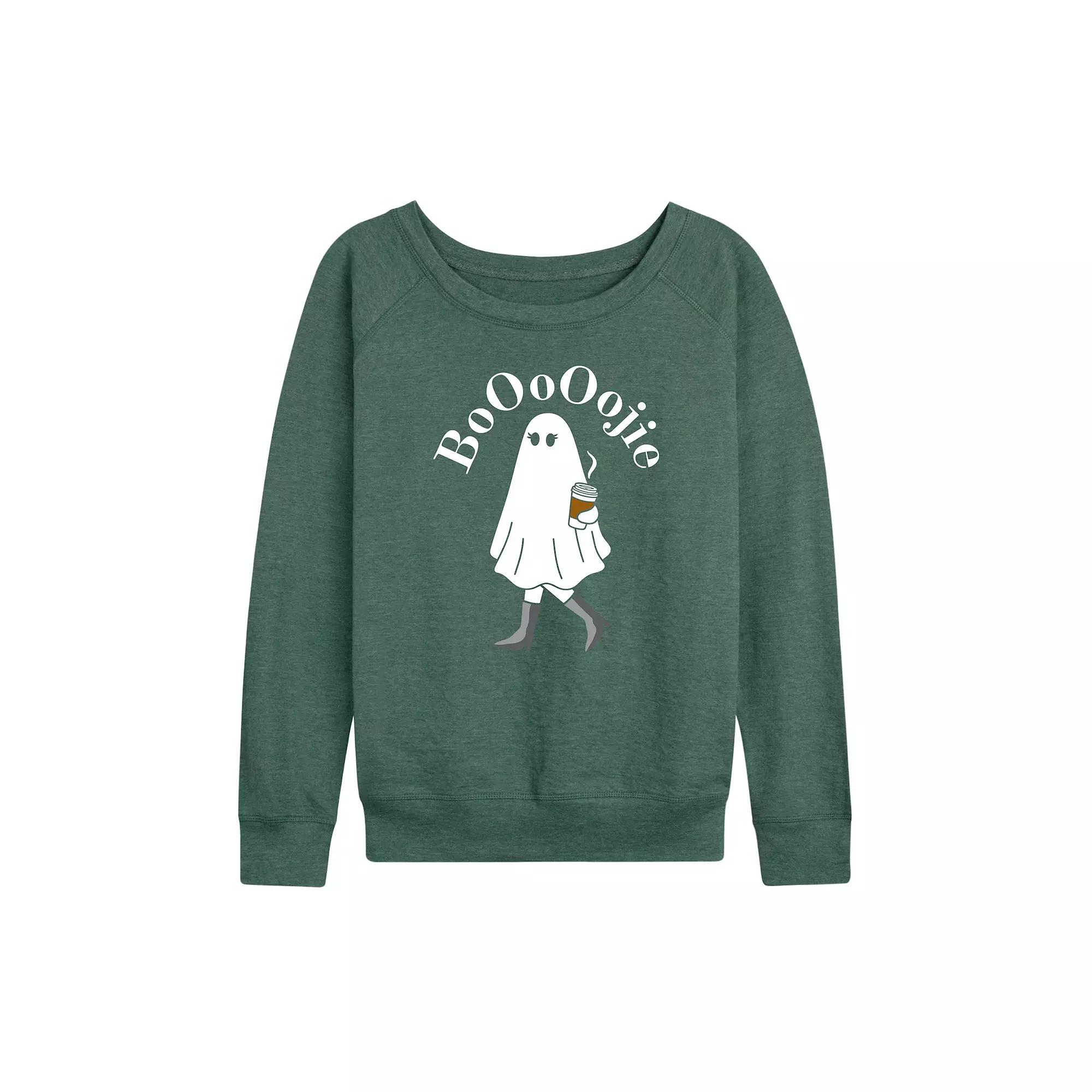 Women's Boojie Ghost Halloween French Terry Long Sleeve Tee,  Product Image