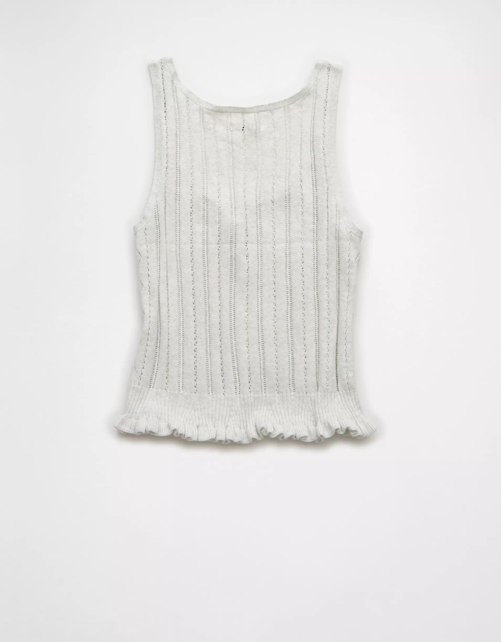 AE Pointelle Peplum Sweater Tank Top Product Image