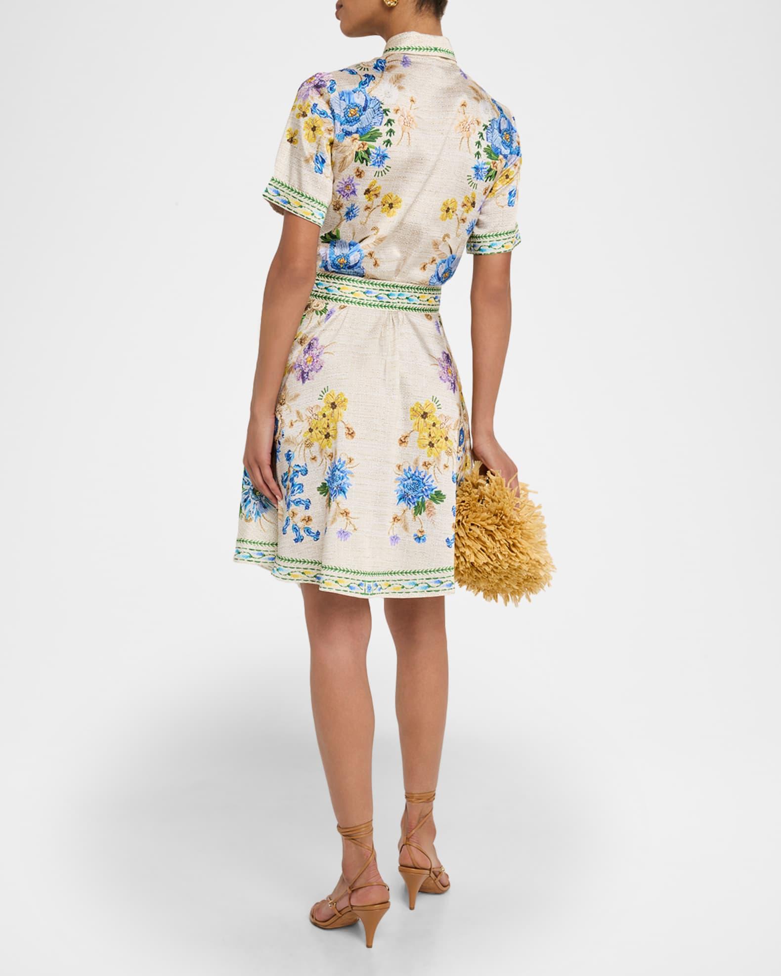 Chima Printed Short-Sleeve Belted Shirtdress Product Image