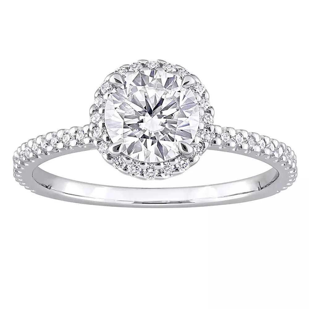 Stella Grace Sterling Silver Lab-Created Moissanite Halo Ring, Women's,  Product Image