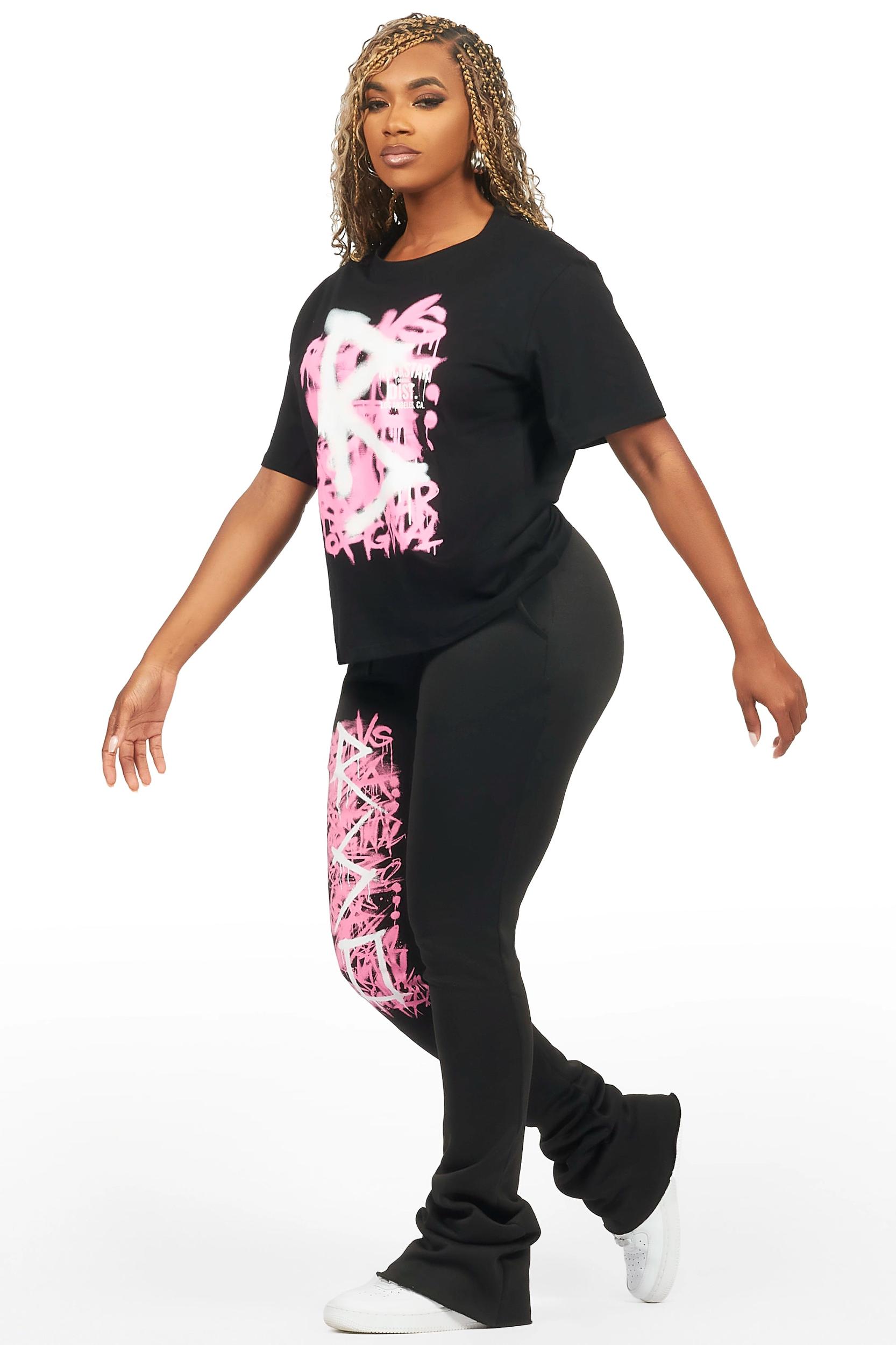 Nahomy Black T-Shirt Trackset Female Product Image