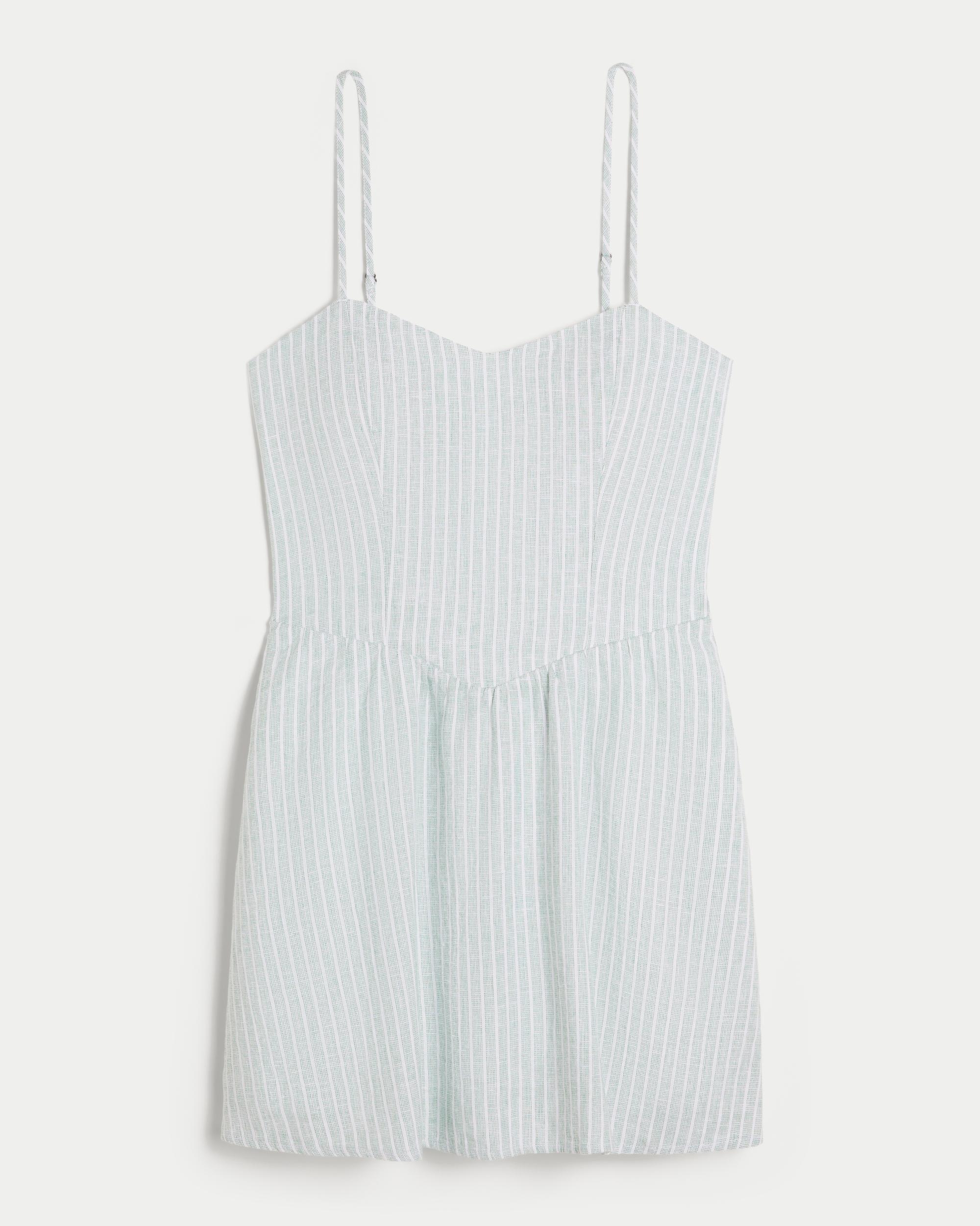 Open-Back Linen-Blend Mini Dress Product Image