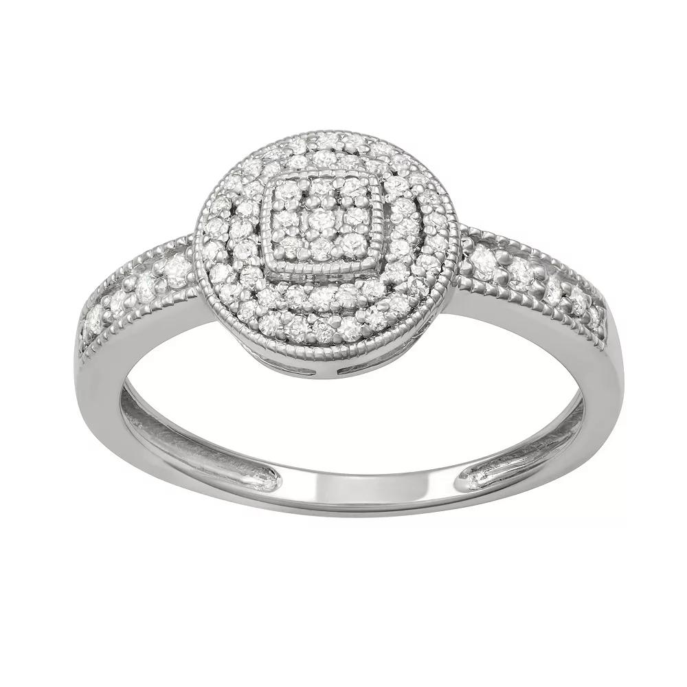 HDI Sterling Silver 1/3 Carat T.W. Diamond Halo Ring, Women's, Size: 5 Product Image
