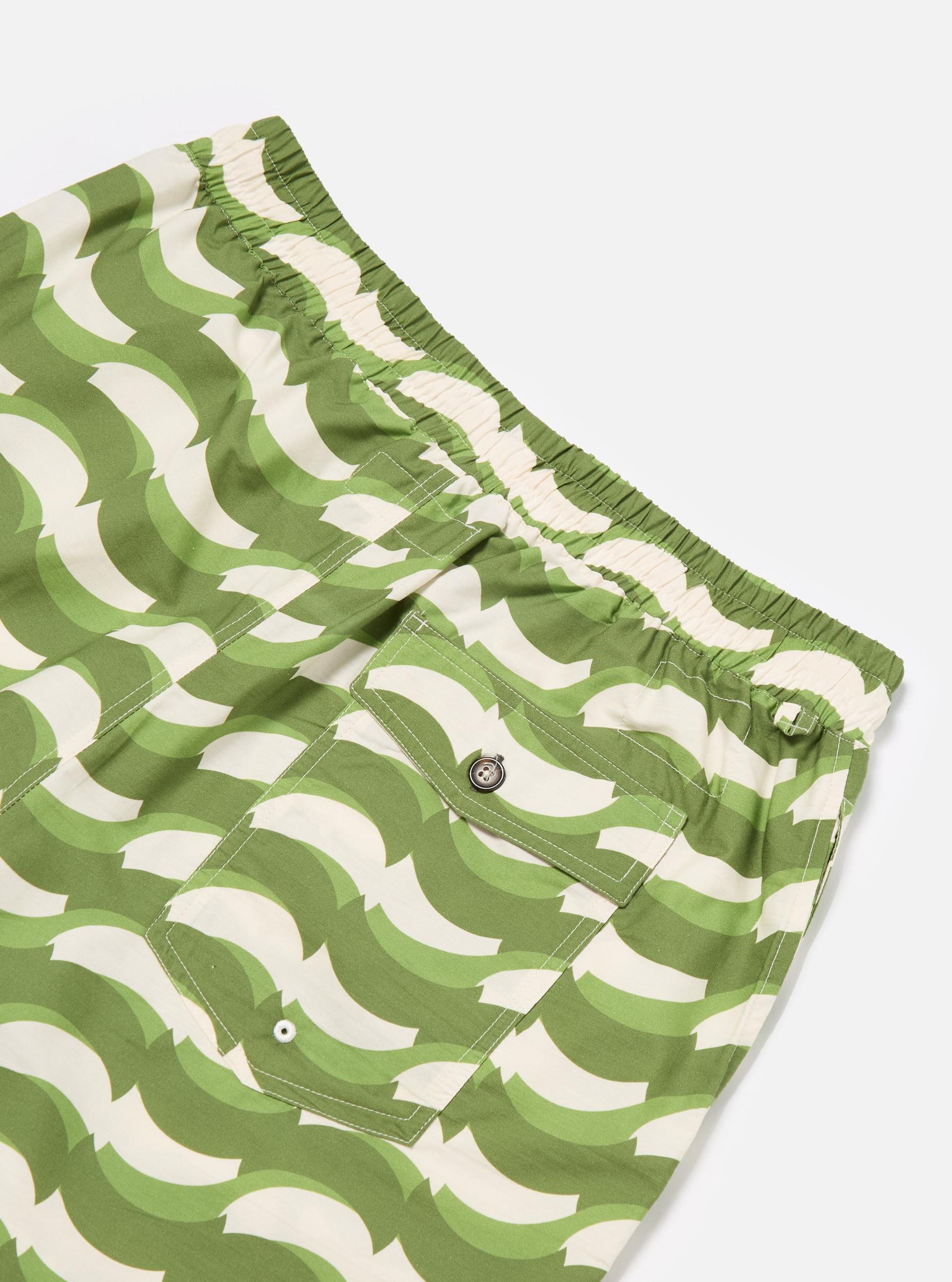 Green Geo Wave Print Cotton Action Short Product Image
