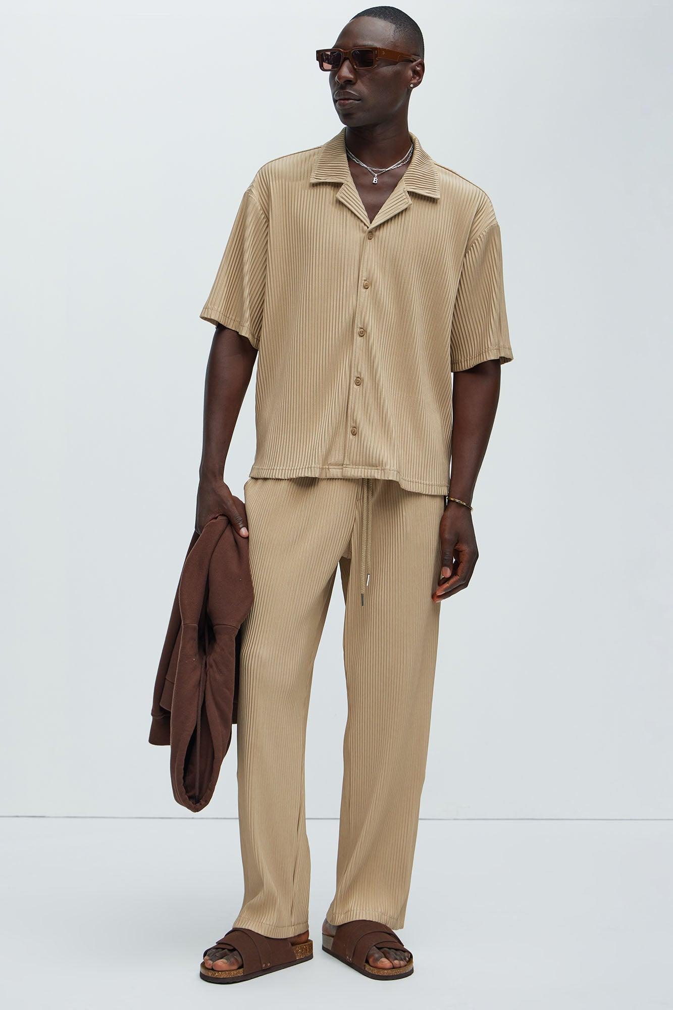 Potential Straight Pleated Pants - Tan Product Image