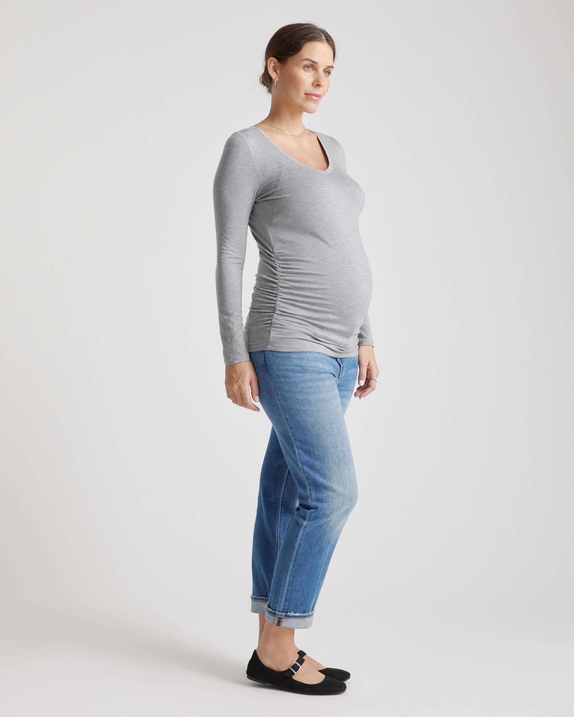 Quince | Women's Tencel Jersey Maternity Ruched Long Sleeve T-Shirt 2-Pack Lenzing Modal Product Image