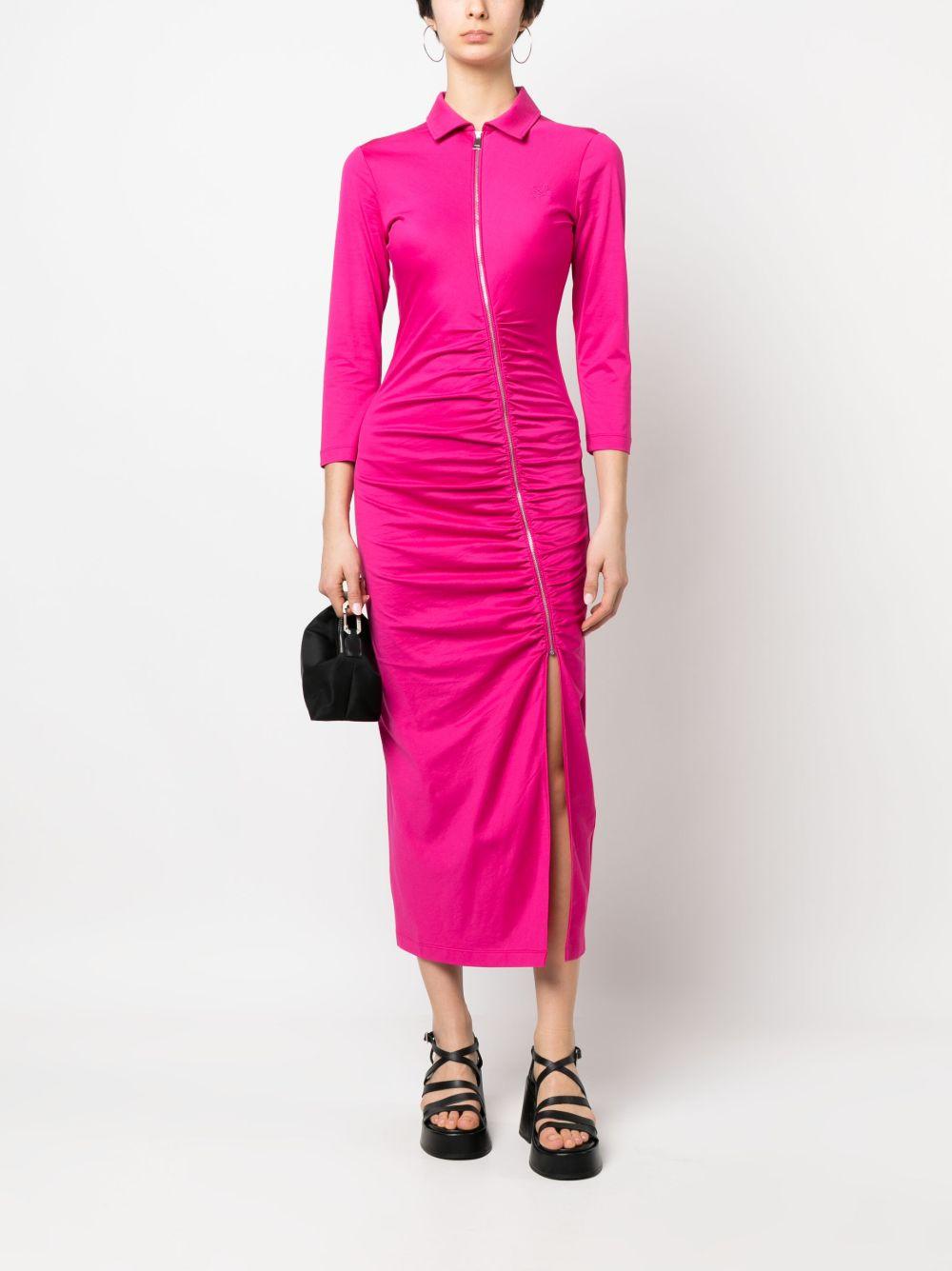 long-sleeve ruched cotton dress Product Image