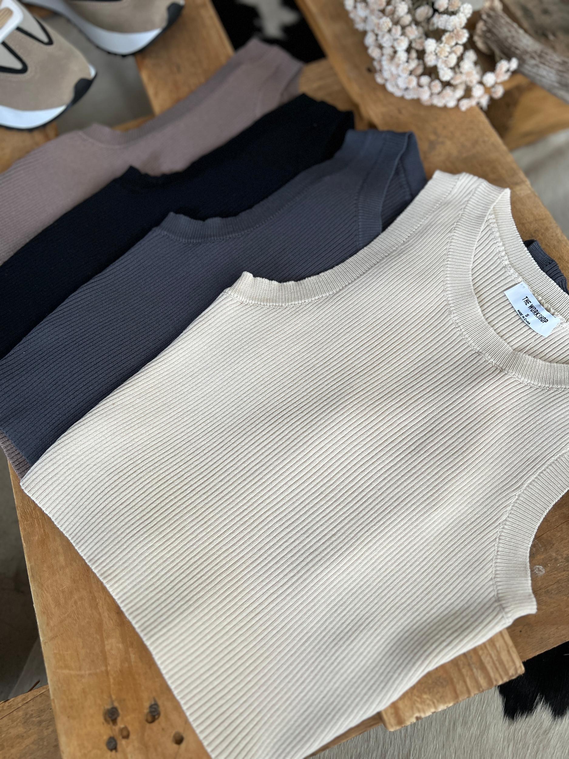 Crewneck Sleeveless Sweater Knit Crop Top- 4 Colors Product Image