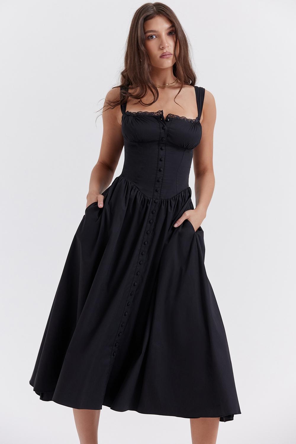 Tatiana  black midi sundress - sale Product Image