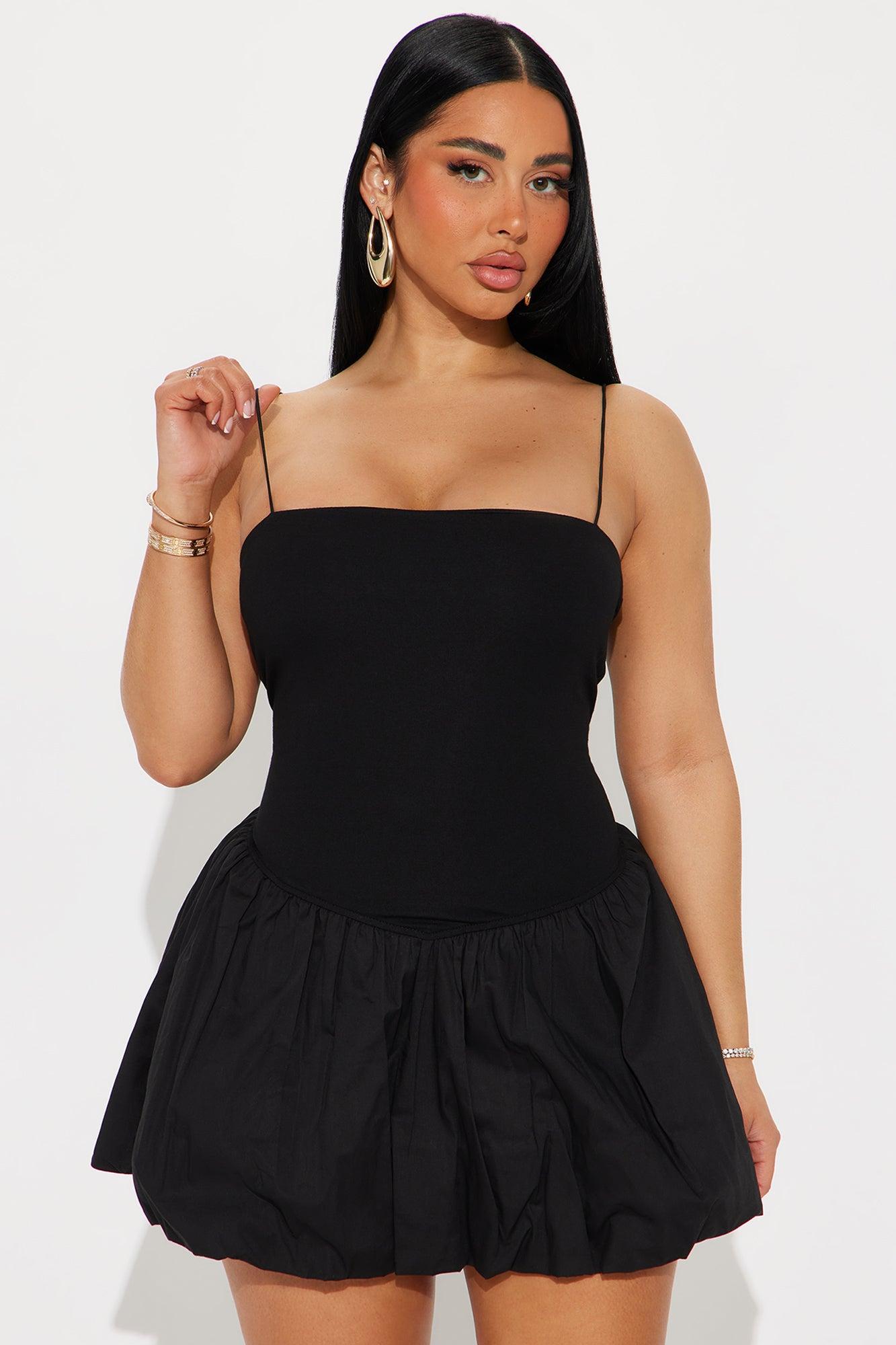 Lisa Bubble Mini Dress - Black Product Image