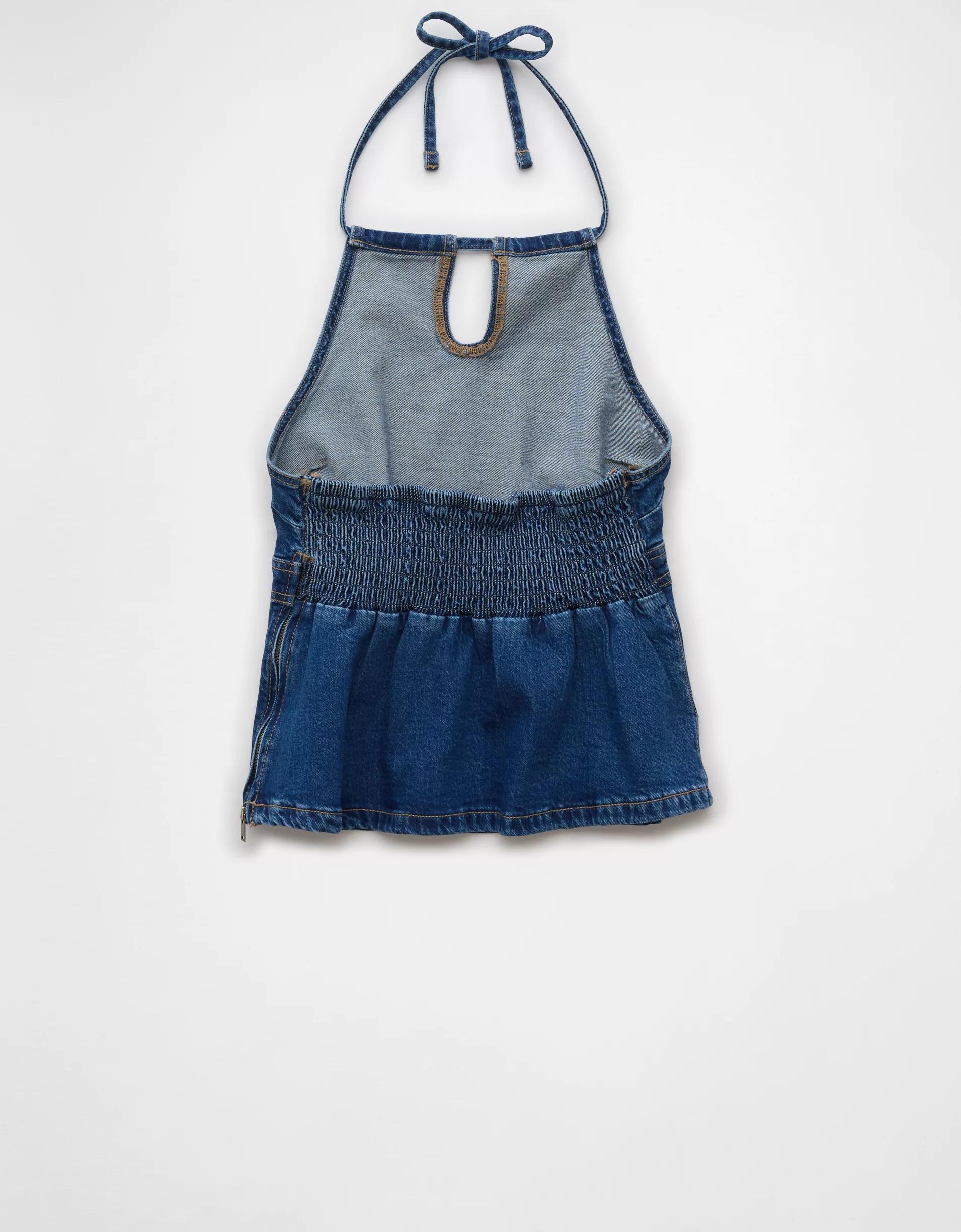 AE Denim High Neck Halter Top Product Image