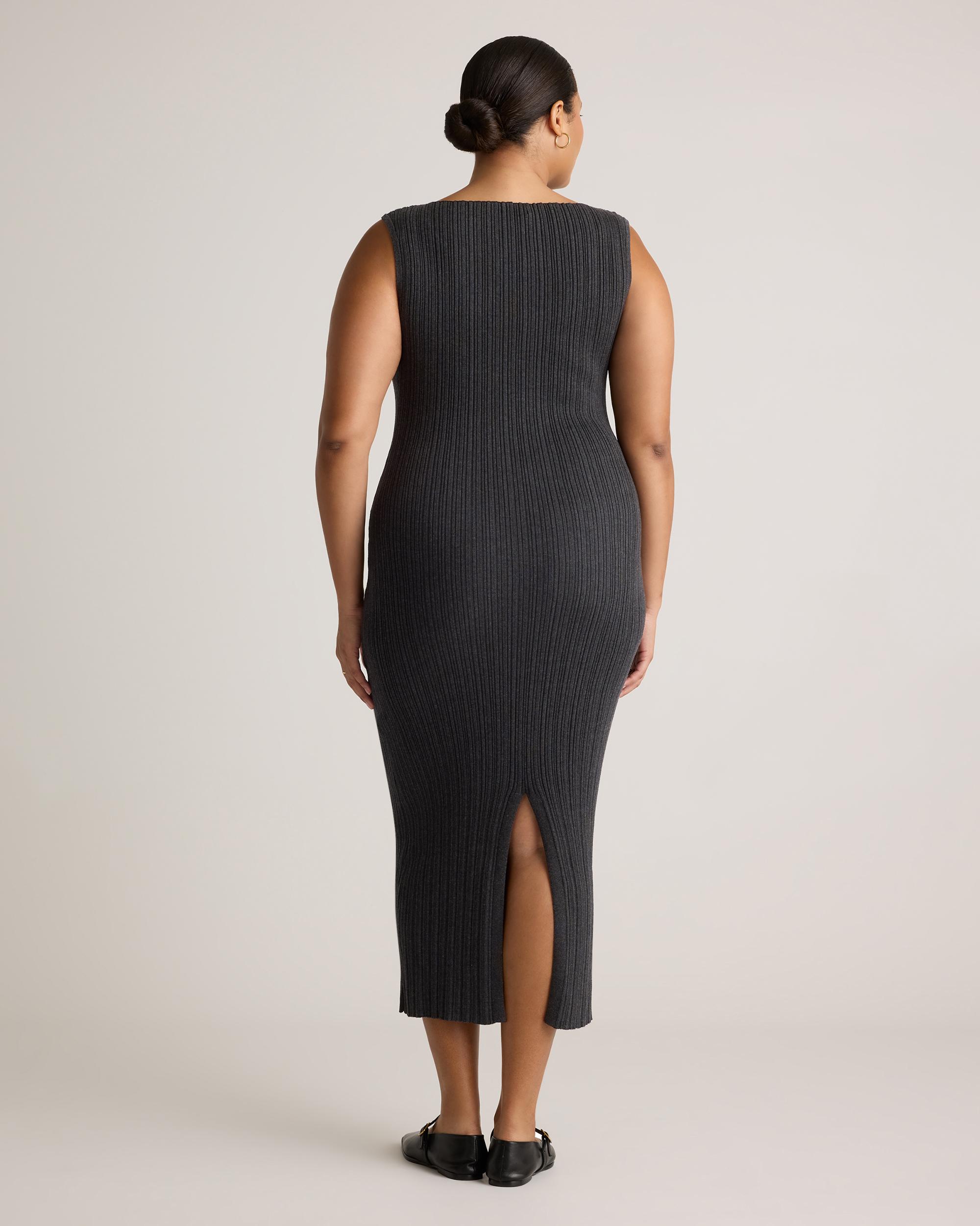 Quince | Women's Cotton Cashmere Ribbed Sleeveless Midi Dress Product Image