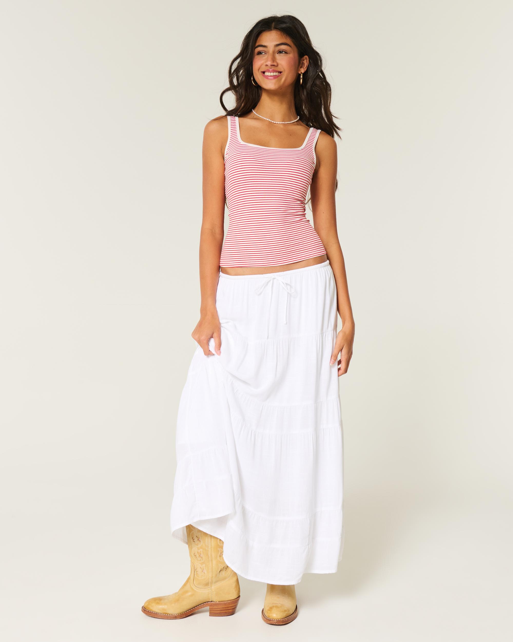 Ribbed Seamless Fabric Square-Neck Tank Product Image