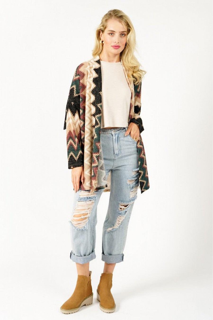Charmaine Fringe Detail Multicolor Cardigan Product Image