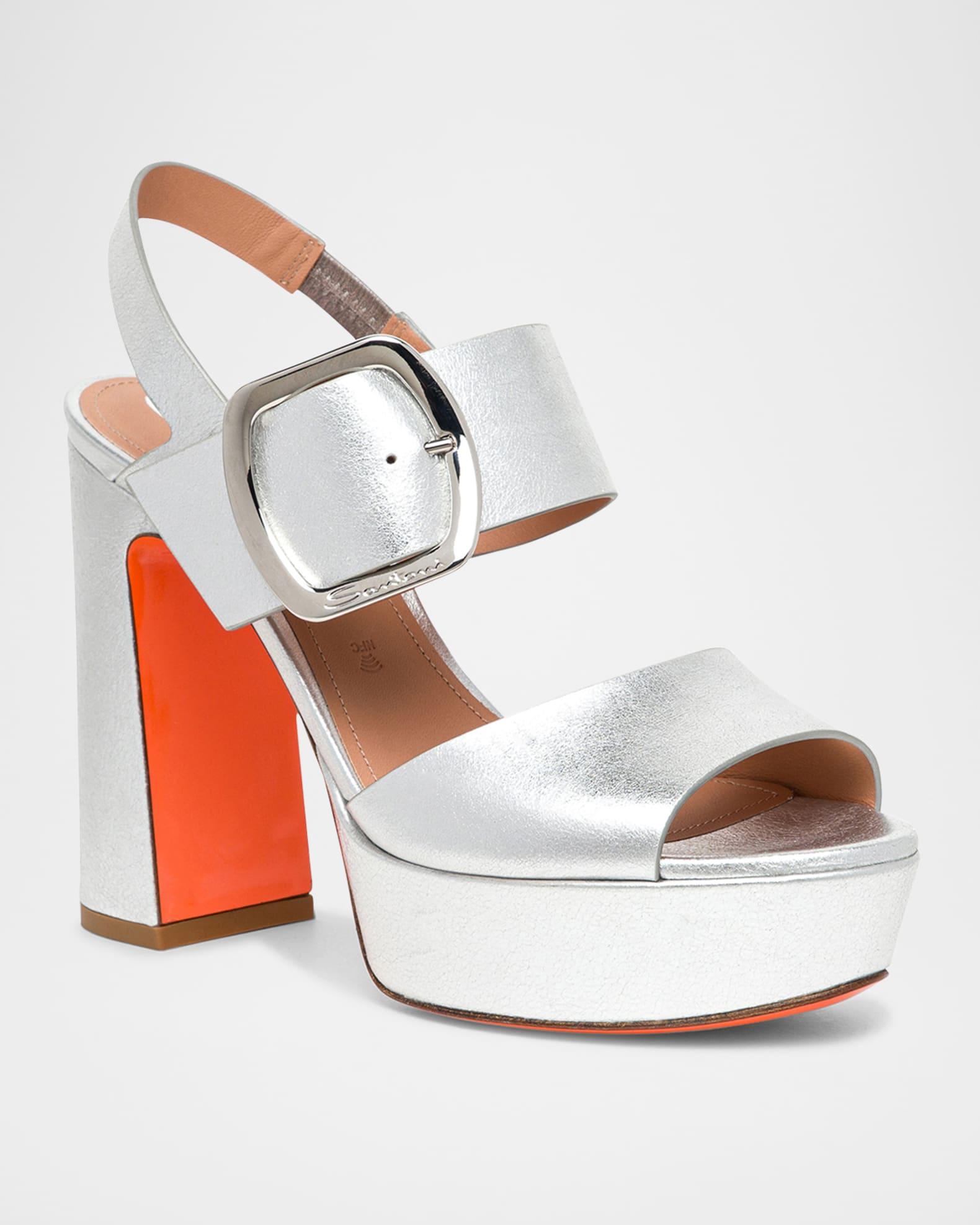 Bruxel Metallic Buckle Platform Sandals Product Image