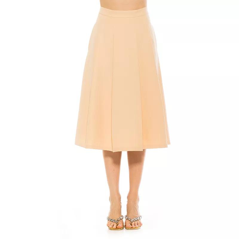Women's ALEXIA ADMOR Illia Pleated Midi Skirt, Size: 2, Beige Product Image