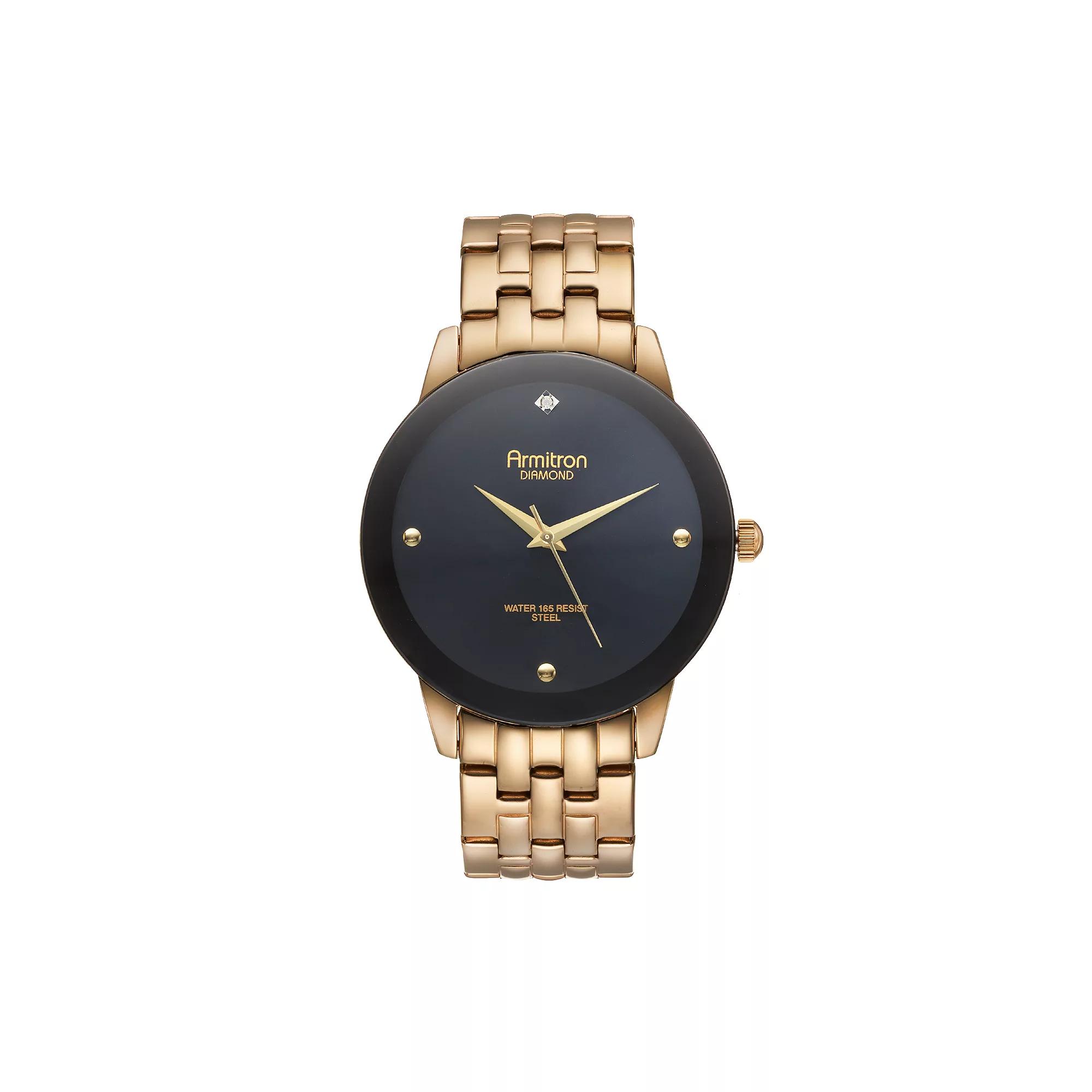 Armitron Men's Diamond Stainless Steel Watch, Size: Large, Gold Tone Product Image