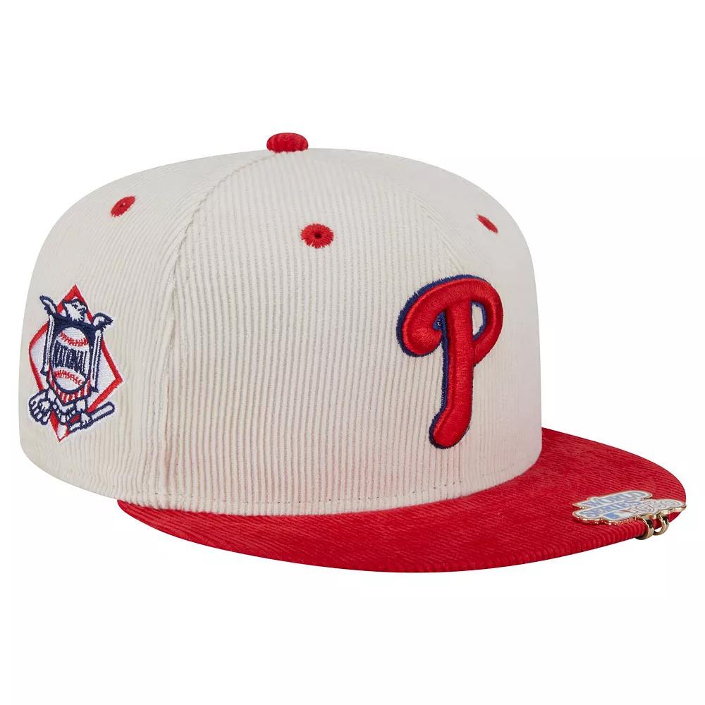 Men's New Era Cream/Red Philadelphia Phillies Two-Tone Corduroy 59FIFTY Fitted Hat,  Product Image