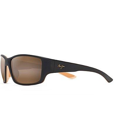 Maui Jim Local Kine PolarizedPlus2 Wrap 61mm Sunglasses - Matte Brown with Tan and Cream Product Image