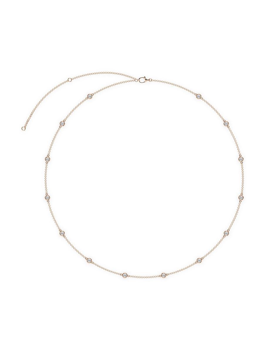 Womens 14K Rose Gold & Lab-Grown 14-Diamond Station Necklace/0.70-2.10 TCW Product Image