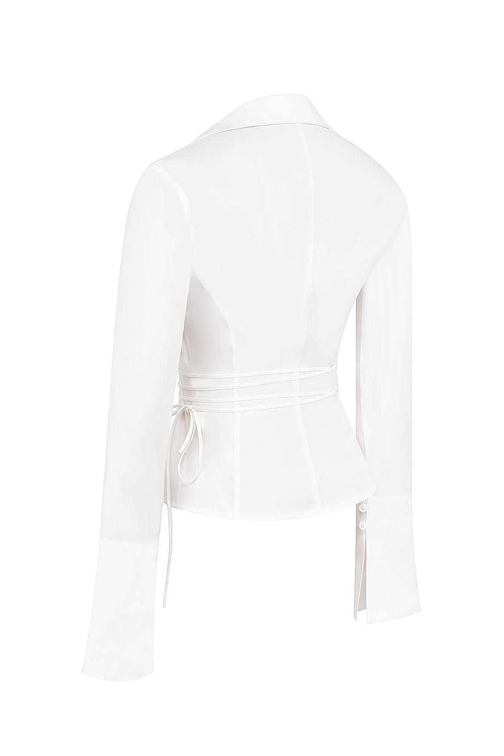 Moren  white fitted cotton tie front shirt - sale Product Image