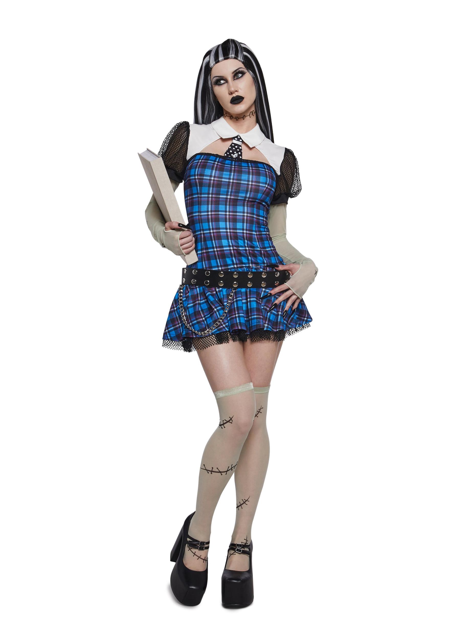 Womens Sexy Spooky Halloween Monster High Frankie Halloween Costume - Blue Product Image