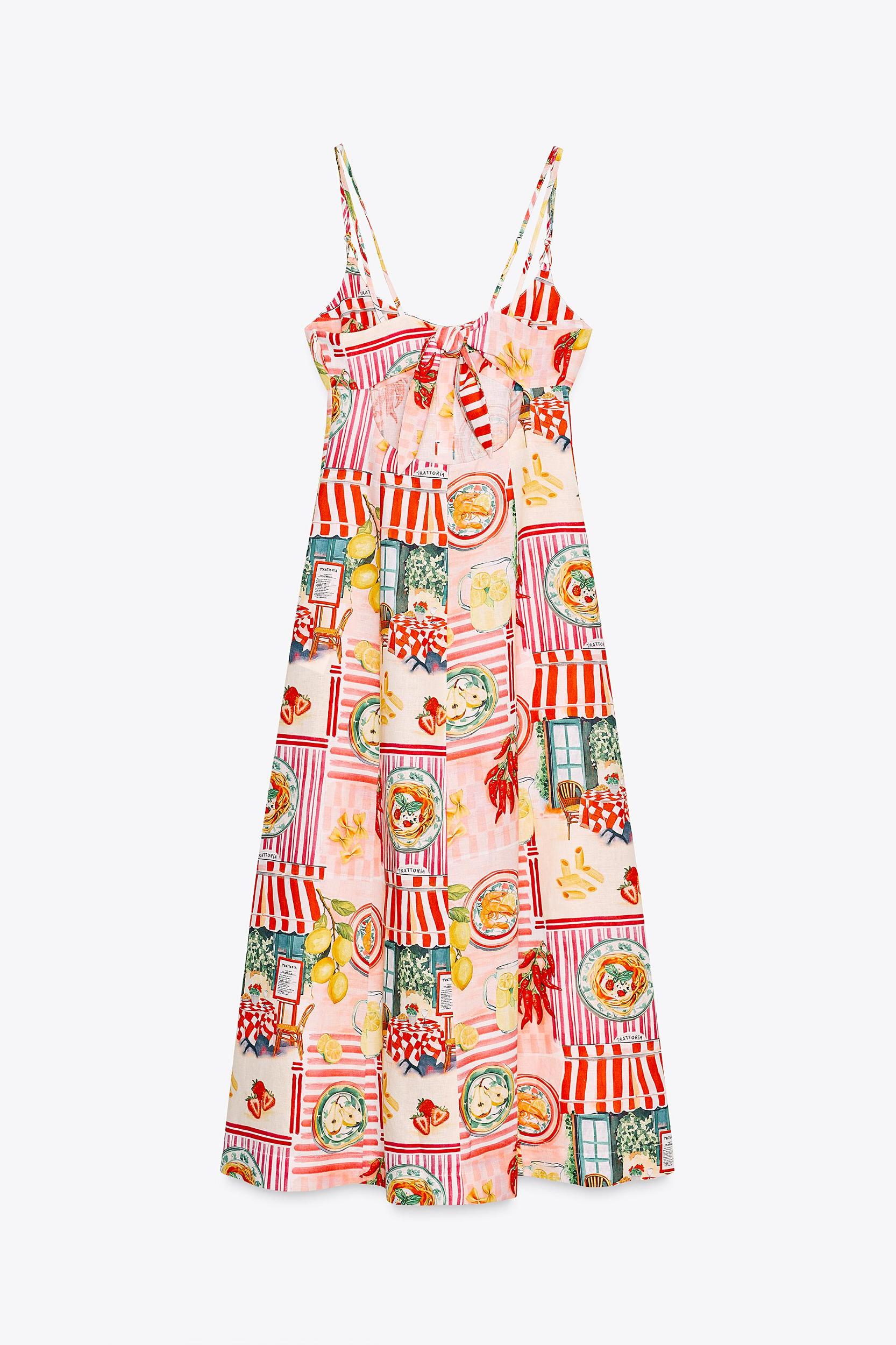 PATCHWORK PRINT LINEN MIDI DRESS Product Image