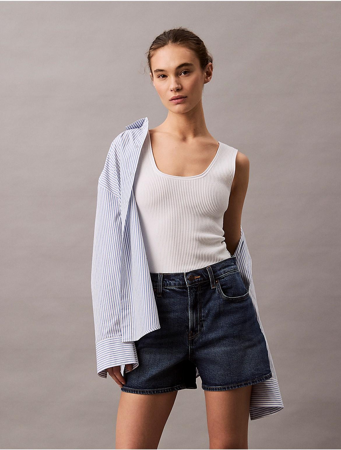 Calvin Klein Womens High Rise Denim Shorts - Blue Product Image