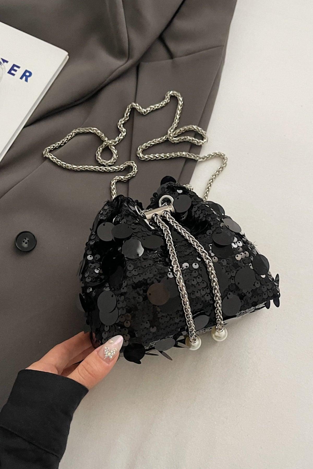 Drawstring Sequin Crossbody Bag Product Image