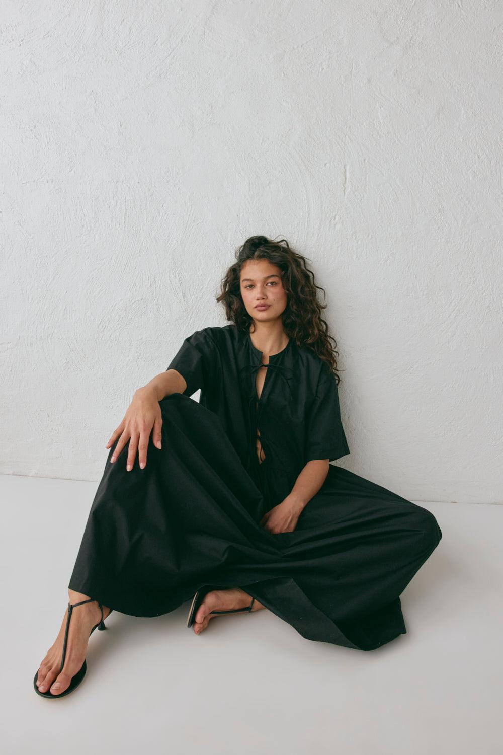 Naomi Smock Maxi Dress Black Product Image