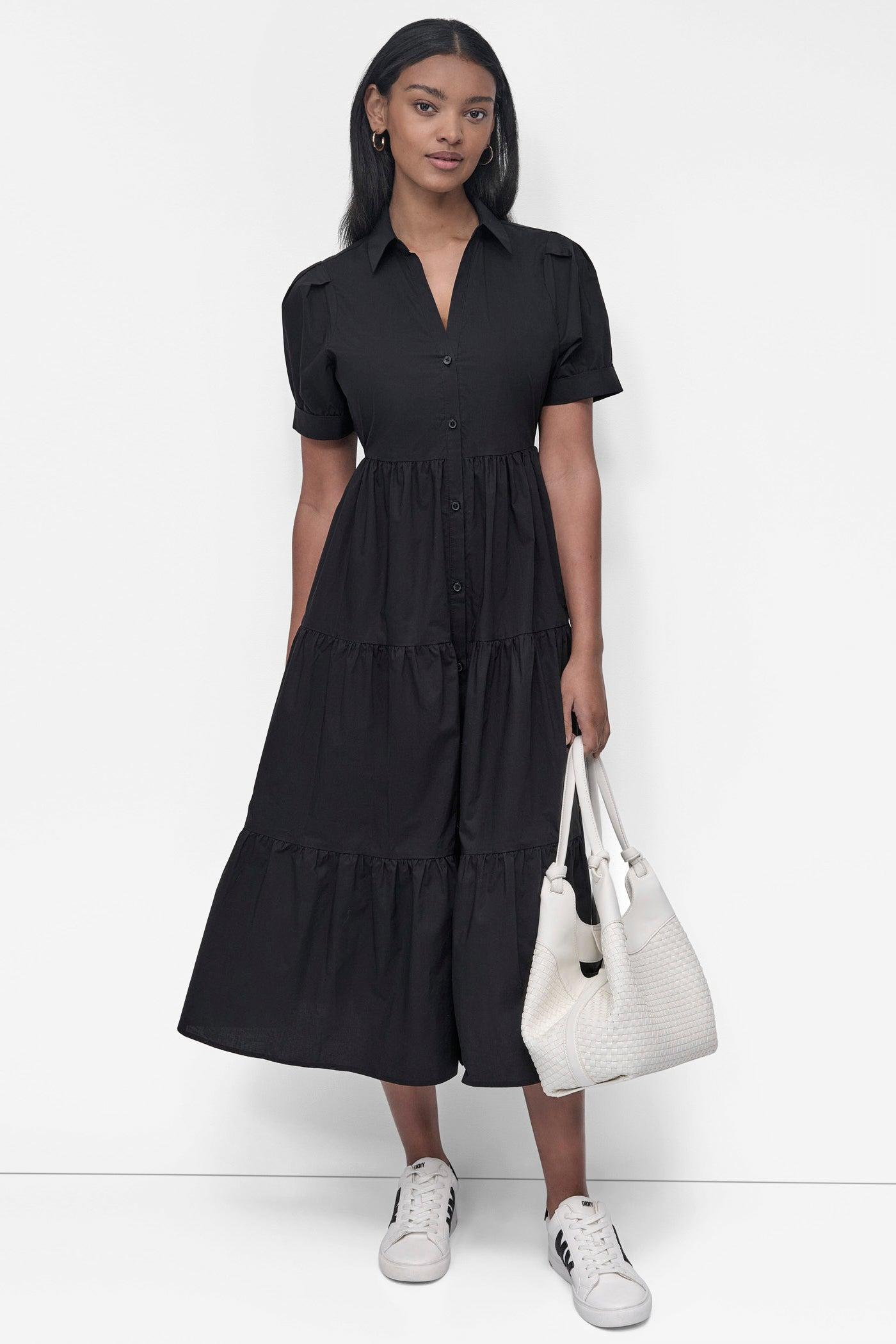 TIERED MIDI SHIRT DRESS Product Image